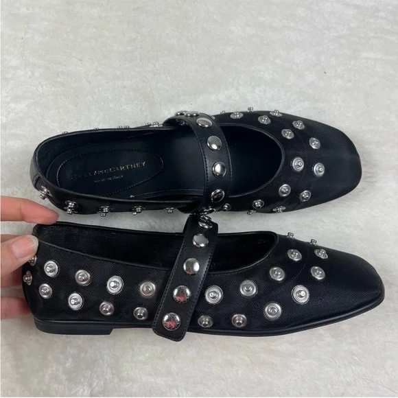 Stella McCartney Ryder mesh Ryder Popper-studded ballet flats